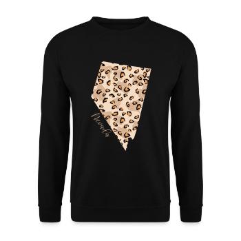 Nevada Leopard-muster Karte Leo - Unisex Pullover - Schwarz - Vorne - Alina (178cm) & Michal (187cm)