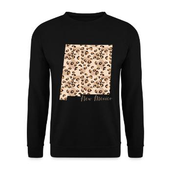 Leopardenmuster Karte Staat New Mexico - Unisex Pullover - Schwarz - Vorne - Alina (178cm) & Michal (187cm)
