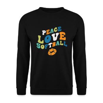 Mädchen Frieden Liebe Softball - Unisex Pullover - Schwarz - Vorne - Alina (178cm) & Michal (187cm)