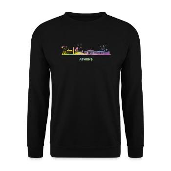 Athens skyline of Athens - Unisex Sweatshirt - black - Front - Alina (178cm) & Michal (187cm)