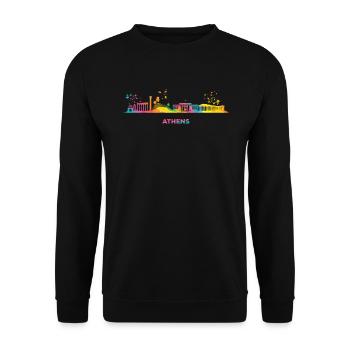 Athens skyline of Athens - Unisex Sweatshirt - black - Front - Alina (178cm) & Michal (187cm)