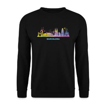 Barcelonische Skyline Barcelona - Unisex Pullover - Schwarz - Vorne - Alina (178cm) & Michal (187cm)