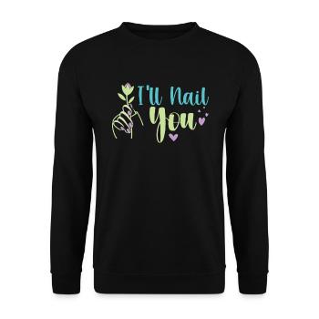 Ich Werde Dich Nageln Lustige Nailart Maniküre - Unisex Pullover - Schwarz - Vorne - Alina (178cm) & Michal (187cm)