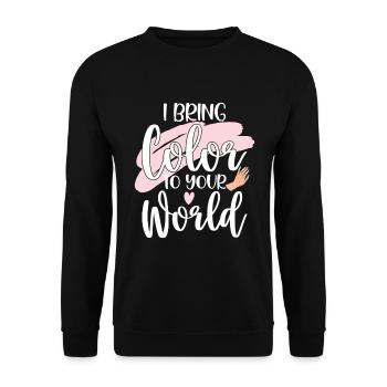 Ich Bringe Farbe In Deine Welt Nail Tech - Unisex Pullover - Schwarz - Vorne - Alina (178cm) & Michal (187cm)