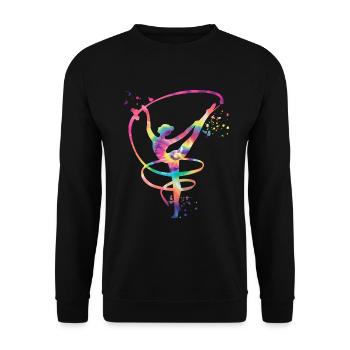 Gymnast with band Rhythmic gymnastics - Unisex Sweatshirt - black - Front - Alina (178cm) & Michal (187cm)