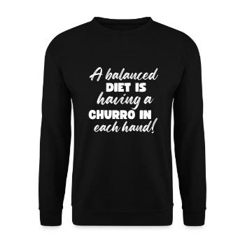 Une alimentation équilibrée est un churro - Sweat-shirt Unisexe - noir - Devant - Alina (178cm) & Michal (187cm)