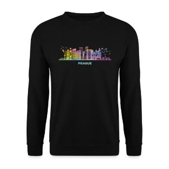 Praguer Skyline Stadtbild Prag - Unisex Pullover - Schwarz - Vorne - Alina (178cm) & Michal (187cm)
