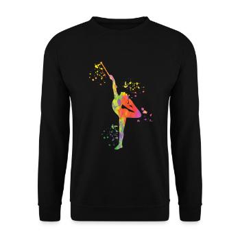 Gymnastin Mit Taktstock Rhythmische Sportgymnastik - Unisex Pullover - Schwarz - Vorne - Alina (178cm) & Michal (187cm)