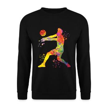 Volleyballspieler Kinder Beachvolleyball - Unisex Pullover - Schwarz - Vorne - Alina (178cm) & Michal (187cm)
