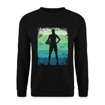 Volleyball Joueur Retro Beach Volleyball - Sweat-shirt Unisexe - noir - Devant - Alina (178cm) & Michal (187cm)
