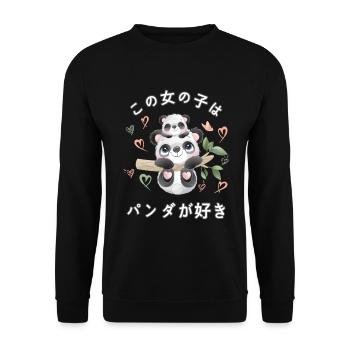 Panda Liebe Mama Panda Bär - Unisex Pullover - Schwarz - Vorne - Alina (178cm) & Michal (187cm)
