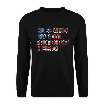 Mari Papa Protecteur Héros Fête des pères - Sweat-shirt Unisexe - noir - Devant - Alina (178cm) & Michal (187cm)