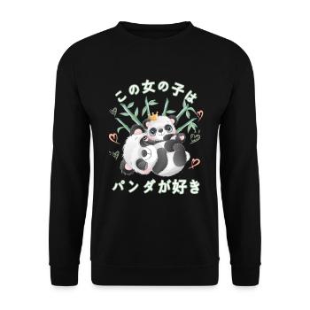 Panda Liebe Mama Panda Bär - Unisex Pullover - Schwarz - Vorne - Alina (178cm) & Michal (187cm)
