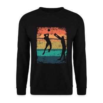 Volleyball Joueur Retro Beach Volleyball - Sweat-shirt Unisexe - noir - Devant - Alina (178cm) & Michal (187cm)