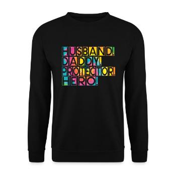 Mari Papa Protecteur Héros Fête des pères - Sweat-shirt Unisexe - noir - Devant - Alina (178cm) & Michal (187cm)