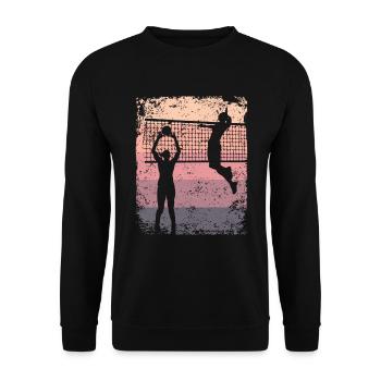 Volleyball Joueur Retro Beach Volleyball - Sweat-shirt Unisexe - noir - Devant - Alina (178cm) & Michal (187cm)
