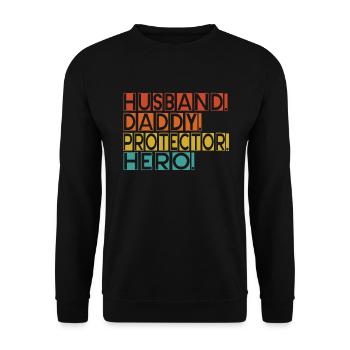 Mari Papa Protecteur Héros Fête des pères - Sweat-shirt Unisexe - noir - Devant - Alina (178cm) & Michal (187cm)