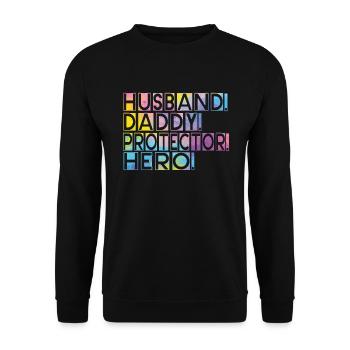 Mari Papa Protecteur Héros Fête des pères - Sweat-shirt Unisexe - noir - Devant - Alina (178cm) & Michal (187cm)