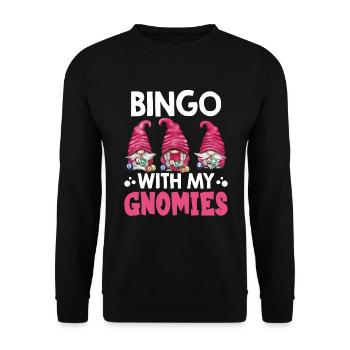 Bingo with my gnomies Funny Bingo - Unisex Sweatshirt - black - Front - Alina (178cm) & Michal (187cm)