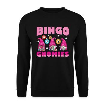 Bingo Gnomies Women Men Funny Bingo - Unisex Sweatshirt - black - Front - Alina (178cm) & Michal (187cm)