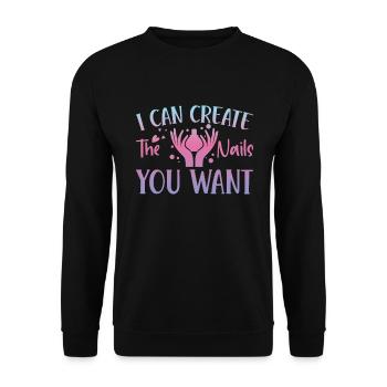 I create the nails you want manicure - Unisex Sweatshirt - black - Front - Alina (178cm) & Michal (187cm)