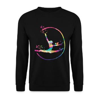 Gymnast with band Rhythmic gymnastics - Unisex Sweatshirt - black - Front - Alina (178cm) & Michal (187cm)
