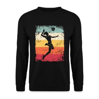 Volleyball Joueur Retro Beach Volleyball - Sweat-shirt Unisexe - noir - Devant - Alina (178cm) & Michal (187cm)