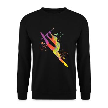 Gymnastin Mit Taktstock Rhythmische Sportgymnastik - Unisex Pullover - Schwarz - Vorne - Alina (178cm) & Michal (187cm)
