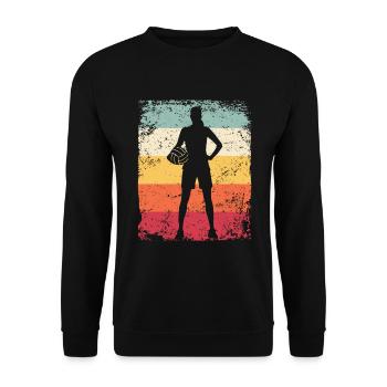 Volleyball Joueur Retro Beach Volleyball - Sweat-shirt Unisexe - noir - Devant - Alina (178cm) & Michal (187cm)