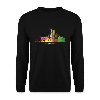 Kölner Skyline Bunt Stadtbild Köln - Unisex Pullover - Schwarz - Vorne - Alina (178cm) & Michal (187cm)