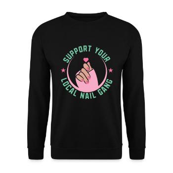 Unterstützen Sie Ihren Lokalen Nail Gang Nail Tech - Unisex Pullover - Schwarz - Vorne - Alina (178cm) & Michal (187cm)