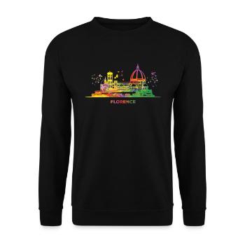 Florentiner Skyline Stadtbild Florenz - Unisex Pullover - Schwarz - Vorne - Alina (178cm) & Michal (187cm)