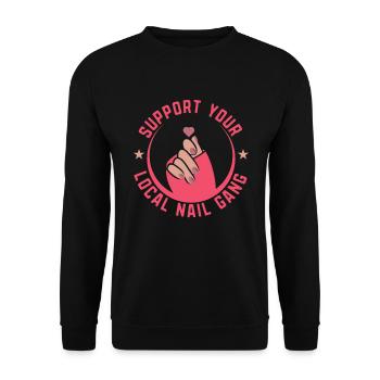 Soutenez votre Nail Gang Nail Tech local - Sweat-shirt Unisexe - noir - Devant - Alina (178cm) & Michal (187cm)