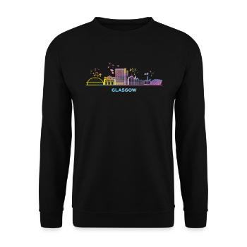 Glasgower Skyline Stadtbild Glasgow - Unisex Pullover - Schwarz - Vorne - Alina (178cm) & Michal (187cm)