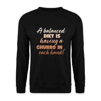 Une alimentation équilibrée est un churro - Sweat-shirt Unisexe - noir - Devant - Alina (178cm) & Michal (187cm)