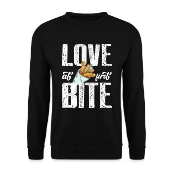 Liebe Auf Den Ersten Biss Mexikanische Churros - Unisex Pullover - Schwarz - Vorne - Alina (178cm) & Michal (187cm)