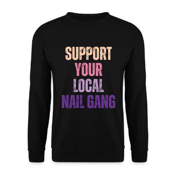 Unterstützen Sie Ihren Lokalen Nail Gang Nail Tech - Unisex Pullover - Schwarz - Vorne - Alina (178cm) & Michal (187cm)