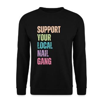 Unterstützen Sie Ihren Lokalen Nail Gang Nail Tech - Unisex Pullover - Schwarz - Vorne - Alina (178cm) & Michal (187cm)