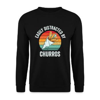 Facilement distrait par les churros - Sweat-shirt Unisexe - noir - Devant - Alina (178cm) & Michal (187cm)