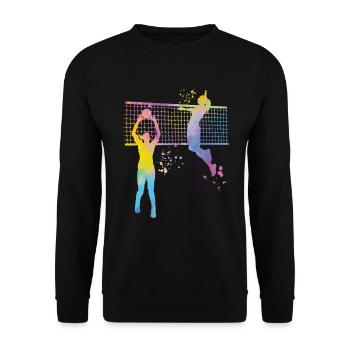 Volleyballspieler Kinder Beachvolleyball - Unisex Pullover - Schwarz - Vorne - Alina (178cm) & Michal (187cm)