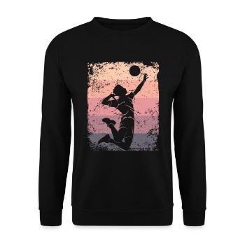 Volleyball Joueur Retro Beach Volleyball - Sweat-shirt Unisexe - noir - Devant - Alina (178cm) & Michal (187cm)
