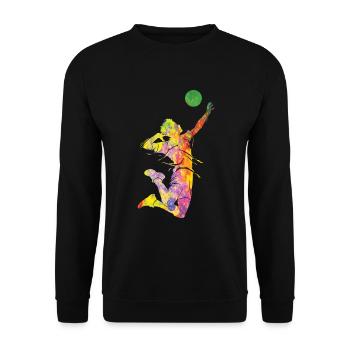 Volleyballspieler Kinder Beachvolleyball - Unisex Pullover - Schwarz - Vorne - Alina (178cm) & Michal (187cm)
