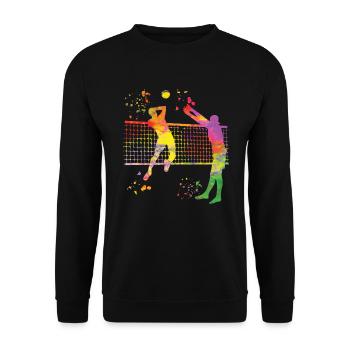 Volleyballspieler Kinder Beachvolleyball - Unisex Pullover - Schwarz - Vorne - Alina (178cm) & Michal (187cm)