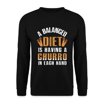 Une alimentation équilibrée est un churro - Sweat-shirt Unisexe - noir - Devant - Alina (178cm) & Michal (187cm)