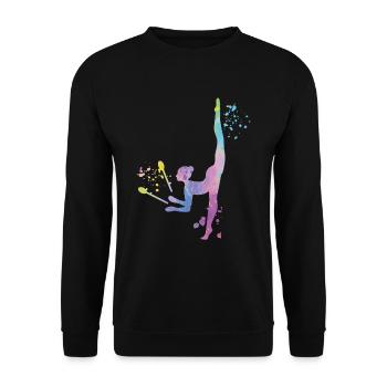 Gymnastin Mit Keulen Rhythmische Sportgymnastik - Unisex Pullover - Schwarz - Vorne - Alina (178cm) & Michal (187cm)