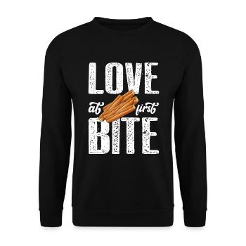 Liebe Auf Den Ersten Biss Mexikanische Churros - Unisex Pullover - Schwarz - Vorne - Alina (178cm) & Michal (187cm)