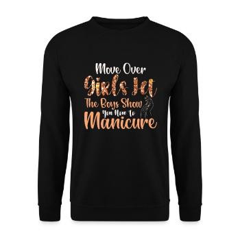 Place là, les filles - prothésistes ongulaires - Sweat-shirt Unisexe - noir - Devant - Alina (178cm) & Michal (187cm)