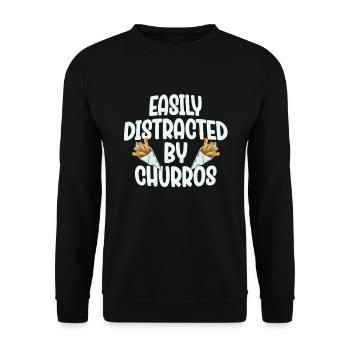 Facilement distrait par les churros - Sweat-shirt Unisexe - noir - Devant - Alina (178cm) & Michal (187cm)