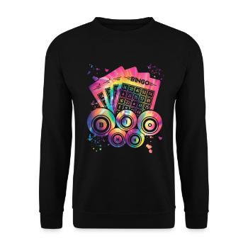 Bingo Bälle Farbsprotzer Frauen Männer Bingo - Unisex Pullover - Schwarz - Vorne - Alina (178cm) & Michal (187cm)