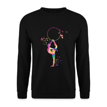Gymnaste avec gymnastique rythmique au cerceau - Sweat-shirt Unisexe - noir - Devant - Alina (178cm) & Michal (187cm)